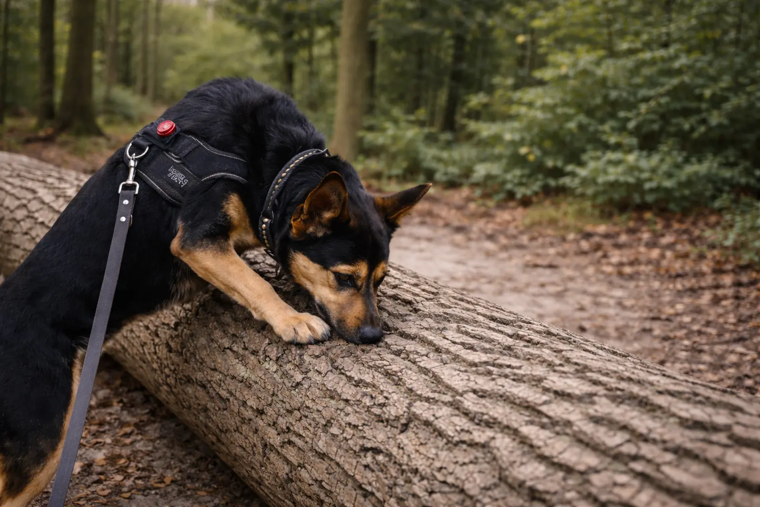 Hond aan het speuren tijdens neuswerk
